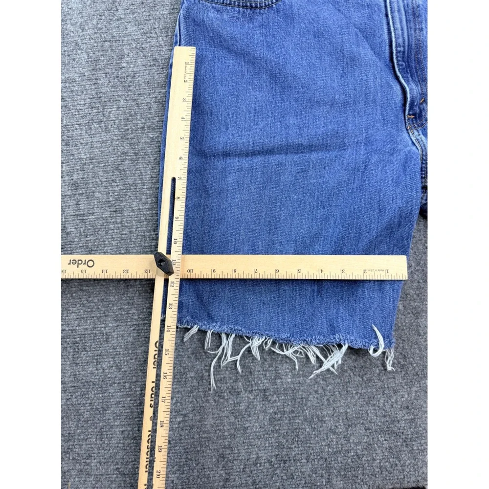 Levi 550 Mens Custom Cut Off Denim Shorts Blue Jean W42 Relaxed Fit Frayed Hem